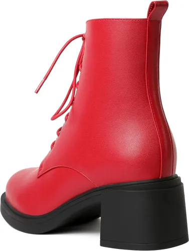 Vista 90 de ROSERWISH Botas altas de tacón bajo y grueso para mujer, con cordones, cómodas, modernas, con puntera redonda, de 2.5 pulgadas