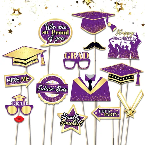 Vista 3 de 30 piezas de accesorios para cabina de fotos para fiesta de graduación 2025 decoración de fiesta de graduación (morado)