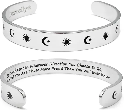 Vista 267 de Pulseras inspiradoras para mujer, joyería de acero inoxidable, con refranes, pulsera motivacional con mensaje oculto, pulseras grabadas para mejor