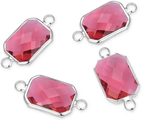Vista 9 de Adabele 5pcs grado A abril diamante claro piedra natal conector rectángulo de corte radiante enlace 0.551 in plateado plata cristal Rhinestone Bead