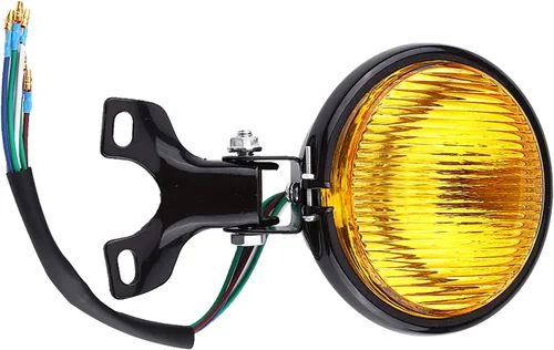 Vista 9 de Keenso - Faro delantero redondo de 5 pulgadas para motocicleta, 12 V, universal, retro, para motocicleta, faros delanteros (lente ámbar)