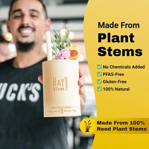Vista 5 de Pajitas de heno compostables de 6 pulgadas, respetuosas con el medio ambiente, 1500 popotes biodegradables, desechables para bebidas bajas