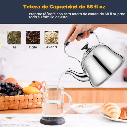 Vista 7 de AMFOCUS Tetera silbante de 2 cuartos de galón, tetera de acero inoxidable
