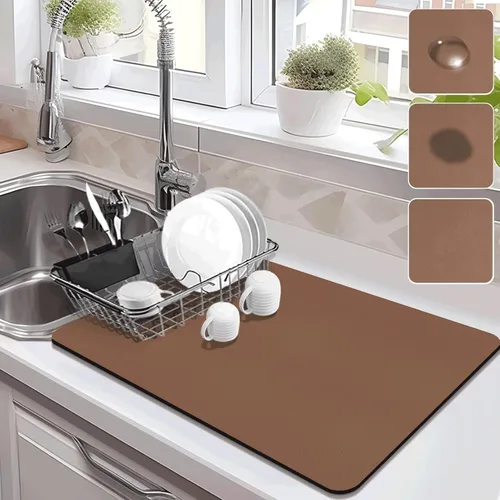 Vista 16 de Estera de secado para encimera de cocina, tapete de café con respaldo de goma absorbente que oculta manchas