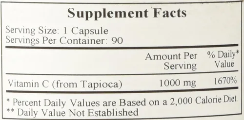 Vista 2 de Fórmulas ecológicas - Vitamina C-1000 de Tapioca 90 caps [Salud y Belleza]