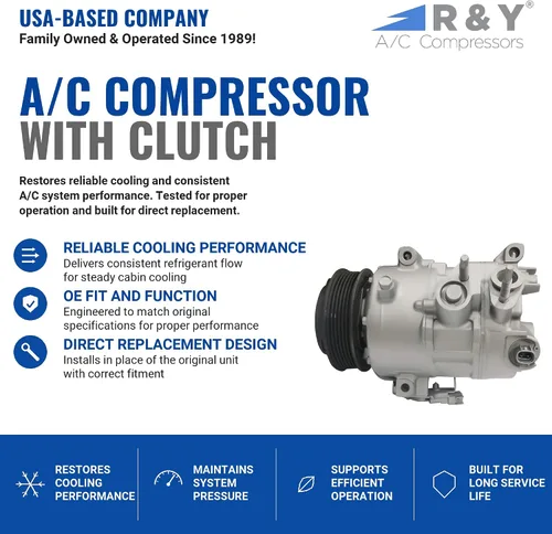 Vista 2 de RYC Compresor de aire acondicionado automotriz y embrague de A/C AIG357 (se adapta a Ford Fusion 1.5L, 1.6L 2013, 2014, 2015, 2016, 2017, 2018)