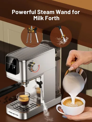 Vista 6 de Máquina de espresso KEENSTAR de 20 bares con preparación rápida de café frío, máquina de café caliente y helado, máquina de espresso con espumador