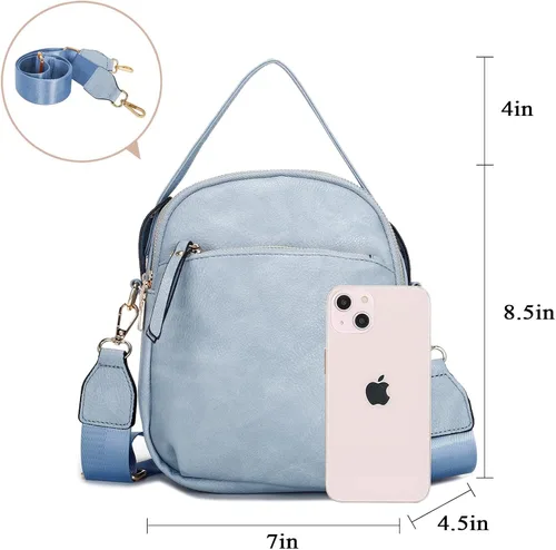Vista 3 de E Bolso cruzado casual con múltiples bolsillos para mujer, ligero, mediano, con correa ajustable