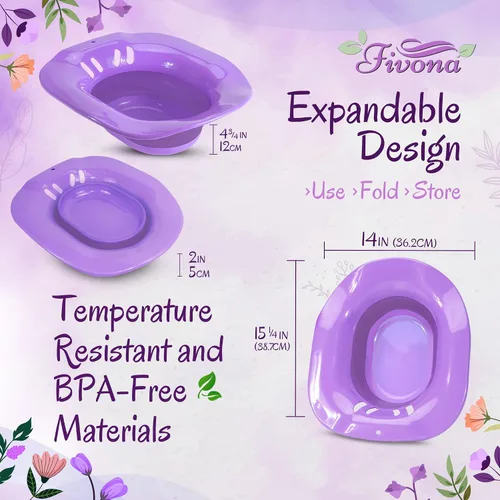 Vista 6 de Fivona Yoni - Kit de vapor 3 en 1 paquete de asiento de vapor expandible para bolsa de almacenamiento de inodoro y mezcla de hierbas de luna azul