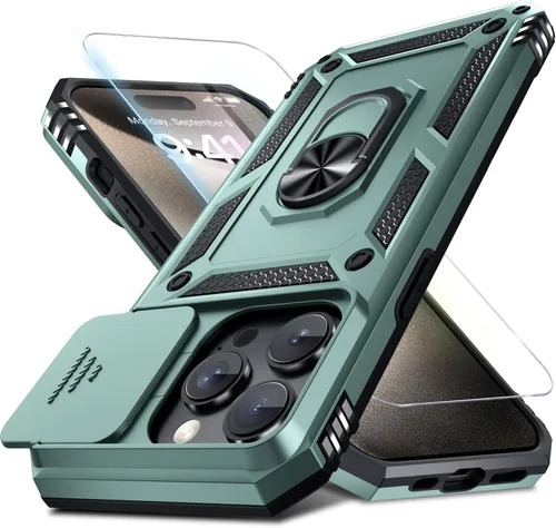 Vista 78 de Janmitta Funda para iPhone 8 Plus/7 Plus/6 Plus, Cubierta de Teléfono con Cubierta Deslizante Integrada para Lente de Cámara + Protector
