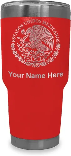 Vista 18 de LaserGram - Vaso personalizado de 20 onzas, bandera de México (negro)