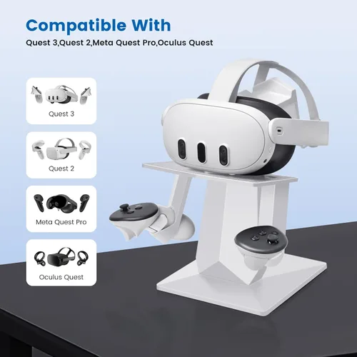Vista 2 de VR Stand Compatible with Meta Quest 3Meta Quest 2, Headset Display Holder, and Controller Mount Station, with More Stable and Heavy Base, Mount