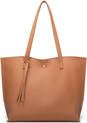 Vista 40 de Dreubea - Bolsa de hombro y de mano de piel sintética suave para mujer, con borla, de gran capacidad