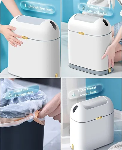 Vista 5 de HIHELO Cubo de basura inteligente para baño, cubo de basura eléctrico automático de inducción con tapa, contenedor de basura con sensor de gran