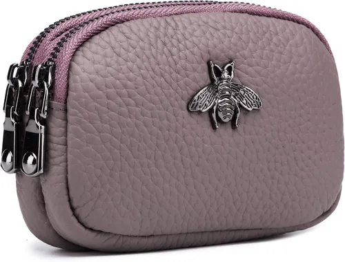 Vista 18 de Monedero de cuero para mujer, billetera pequeña para mujer, bolsa de cambio A-Negro