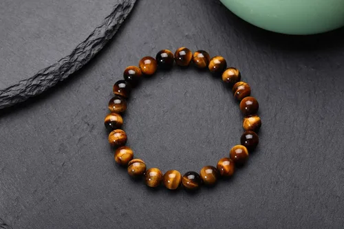 Vista 4 de Ojo de Tigre Piedra pulsera Meditación Mala Energía Reiki Healing Bangle elástico Stretch Bracele
