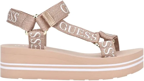 Vista 2 de GUESS Avin Sandalia de cuña para mujer, rosado, (Pink Multi Fabric)