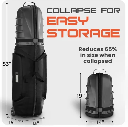 Vista 4 de Bolsas de viaje de golf FIRED-UP para aerolíneas con tapa dura - Bolsa de viaje de golf de maletín rígido 1680D con ruedas, correa interna, asa