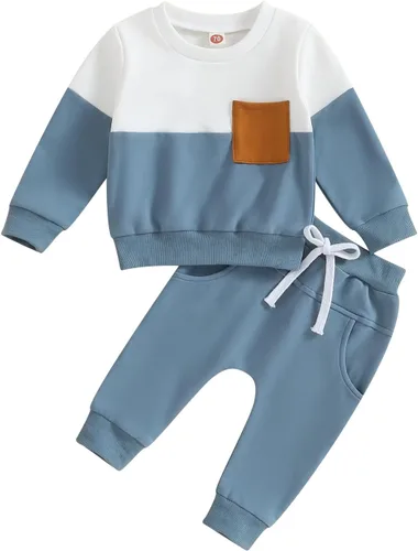 Vista 59 de Conjunto de sudadera de manga larga con cuello redondo y pantalones deportivos para bebés, ropa de invierno para bebé