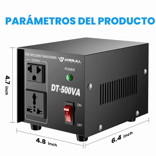 Vista 7 de Transformador Convertidor de Voltaje Anbull 500W, Transformador de Voltaje de Paso Abajo y Arriba 110v 220v, Convertidor de Voltaje de 220 a 110