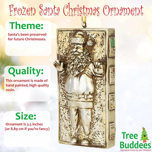 Vista 2 de Tree Buddees Adorno navideño divertido de parodia de Papá Noel congelado en carbonita
