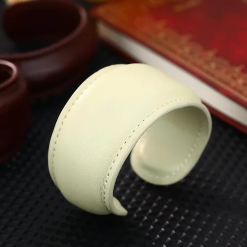 Vista 7 de EVEYE Pulsera de cuero marrón vintage 2026, brazalete abierto de cuero ancho, joyería retro