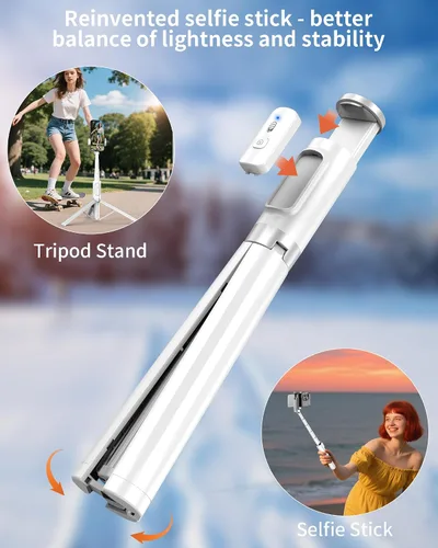 Vista 2 de Trípode para selfie Stick – Trípode para iPhone con control remoto, soporte ligero para teléfono Android, soporte extensible compatible con todos
