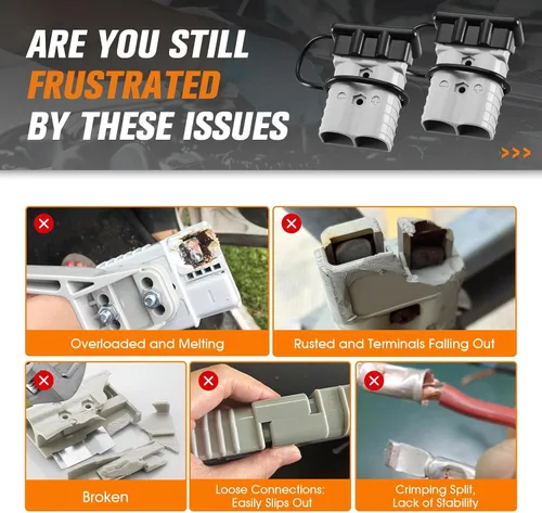 Vista 3 de 2 piezas calibre 2/0 350 amperios conexión rápida/desconexión de batería con mango, kit de conector de enchufe de cable puente para cabrestante