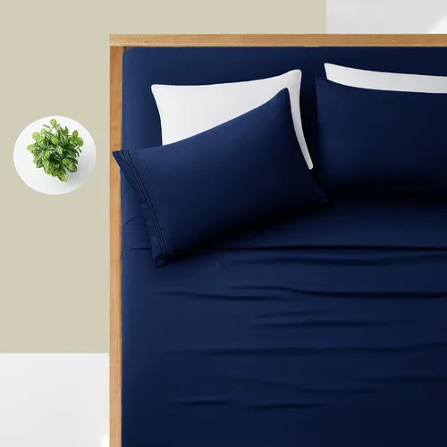 Vista 102 de Manyshofu Juego de sábanas de tamaño individual con bolsillos extra profundos, sábanas y fundas de almohada de 1800 hilos de lujo para hotel, juego