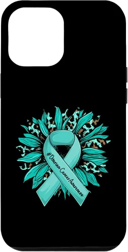 Vista 26 de Leopard Sunflower Teal Ribbon Ovarian Cancer Awareness Case for iPhone 16