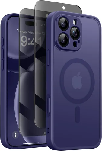 Vista 36 de GolbinBox - Funda magnética para iPhone 13 Pro Max, compatible con MagSafe, protección de cámara, protector de privacidad, funda translúcida mate, a