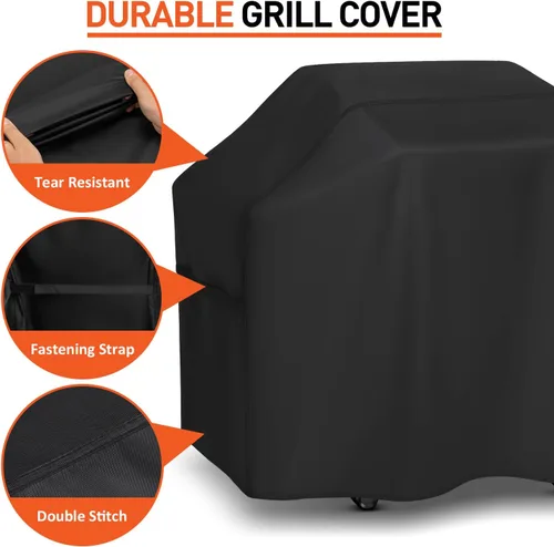 Vista 5 de Arcedo Funda de parrilla de 55 pulgadas para parrilla al aire libre, cubierta impermeable resistente a la decoloración, cubierta de parrilla de gas
