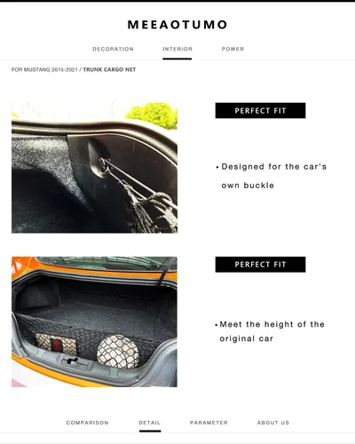 Vista 3 de Accesorios de red de carga para maletero para Ford Mustang 2015-2025