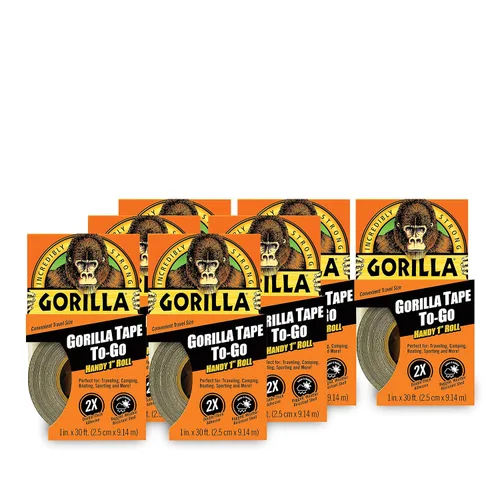 Vista 17 de Cinta Gorilla, Mini Cinta de Ducto para llevar, 1" x 10 yardas tamaño de viaje, negro, (paquete de 2)
