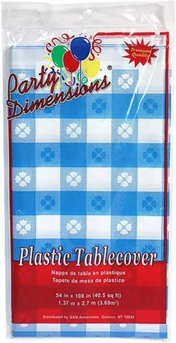 Vista 18 de Party Dimensions Rectangular de plástico de 54 x 108 pulgadas Gingham rojo 1 funda de mesa, 54 x 108 pulgadas