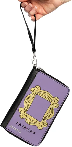Vista 2 de Cartera con cremallera de PU para mujer, rectangular, marco de mirilla Monicas, color amarillo lavanda