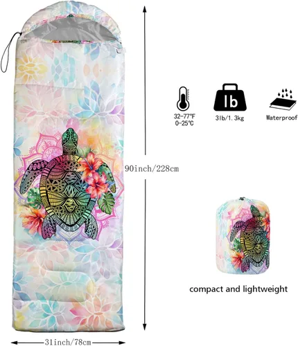 Vista 6 de Sleeping Bags for Adults and Kids Camping Sleeping Bags for Girls and Boys Lightweight Waterproof Cold/Warm 3-Season Outdoor Travel with Compression