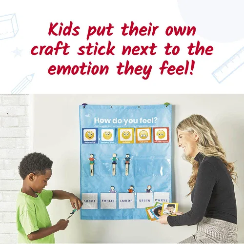Vista 2 de hand2mind Tabla de bolsillo para expresar tus sentimientos, tabla de emociones para niños, decoraciones de aula para profesores de preescolar