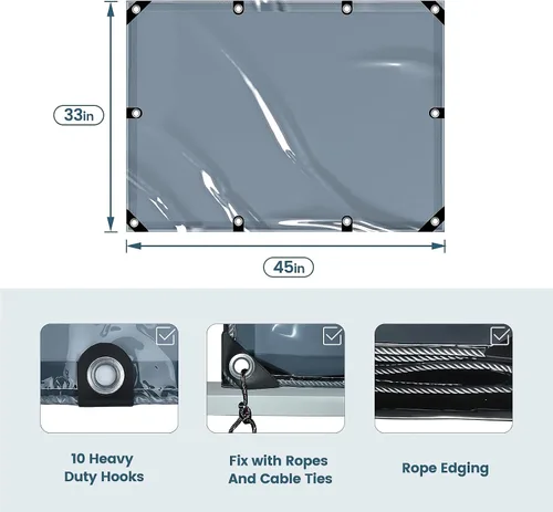 Vista 2 de Cubierta universal para carretilla elevadora transparente tintada – Cubierta de protección UV contra la lluvia – Materiales de vinilo resistentes e
