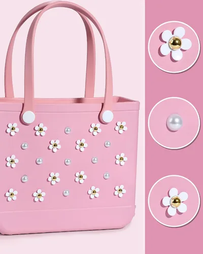 Vista 3 de Mon Caramel Resina Bolsa de Playa Accesorios Encantos,Resina Playa Totes Accesorios Insertos,Daisy Flower Bag Charms