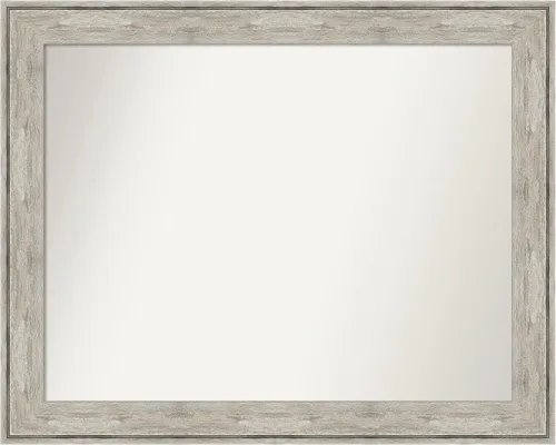 Vista 522 de Amanti Art Espejo de baño plateado para sobre el fregadero, 28 x 37 pulgadas, elegante espejo rectangular de peltre cepillado, marco de madera