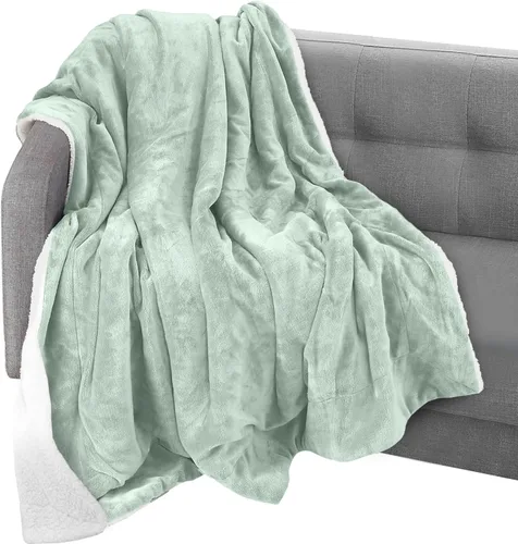 Vista 12 de Elegant Comfort Manta, Manta Reversible de Franela Sherpa, Ultra-Suave, Mullida, Acogedora y Afelpada - Manta Decorativa Ligera para Todas las Gris