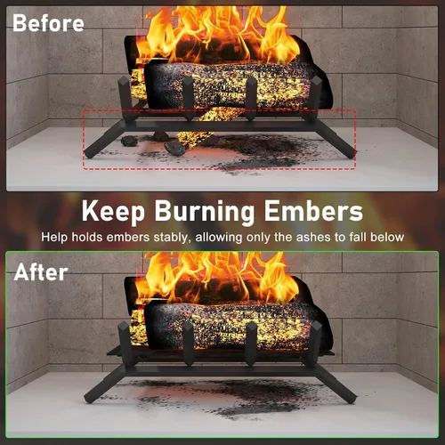 Vista 4 de Flamorrow Retenedor de brasas para rejillas de chimenea de 12 x 7.5 pulgadas, malla de retención de brasas de metal para chimenea, evita que