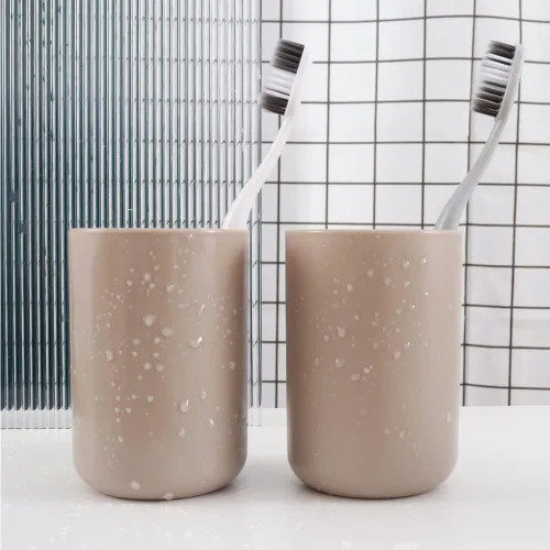 Vista 5 de Taza redonda de plástico para cepillo de dientes, taza de pareja, soporte creativo para cepillos de dientes para el hogar, taza de lavado simple