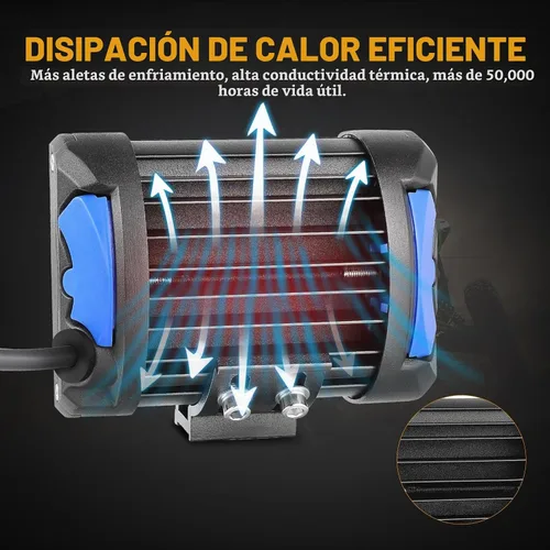 Vista 6 de Luces LED de disparo lateral, Muto-Beam, 2 piezas, 4 pulgadas, cuatro filas, luces LED para niebla, lámparas impermeables para conducción Blanco