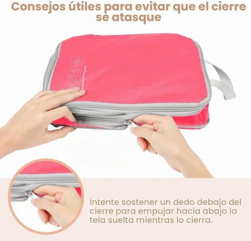 Vista 6 de Cambond - Cubos de compresión para viajes de mujer - Bolsas de viaje expandibles, organizadores de equipaje, esenciales de viaje, cubos de 01 Sandía