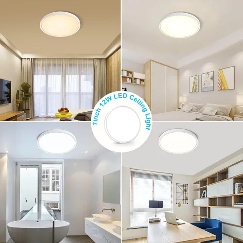 Vista 7 de inShareplus Lámpara de techo LED de 7 pulgadas, color blanco de 12 W (equivalente a 120 W) 5000 K, luces de techo blancas de montaje empotrado