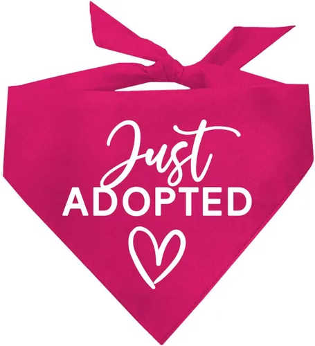 Vista 6 de Just Adopted - Bandana para perro, triángulo ajustable 100% algodón, fabricada en Estados Unidos, sesión de fotos para eventos de adopción, rescate