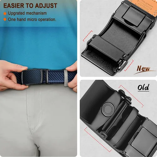 Vista 5 de BULLIANT - Cinturón con diseño de trinquete deslizante para hombre, para usar con pantalón de vestir y camisa Oxford, ajustable a medida