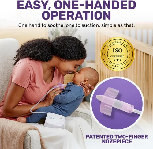 Vista 3 de Dr. Noze Best Paquete del primer año del bebé Aspirador nasal eléctrico para bebés diseñado por pediatras con pieza nasal para recién nacidos y 40